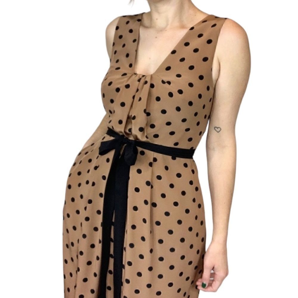 Anthropologie Yoana Baraschi Silk Polka Dot Belted Sleeveless Dress Size 6 - Picture 2 of 9